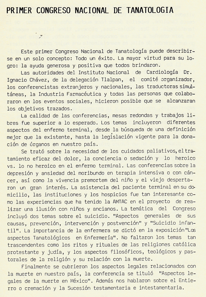 La Tanatología, hoy