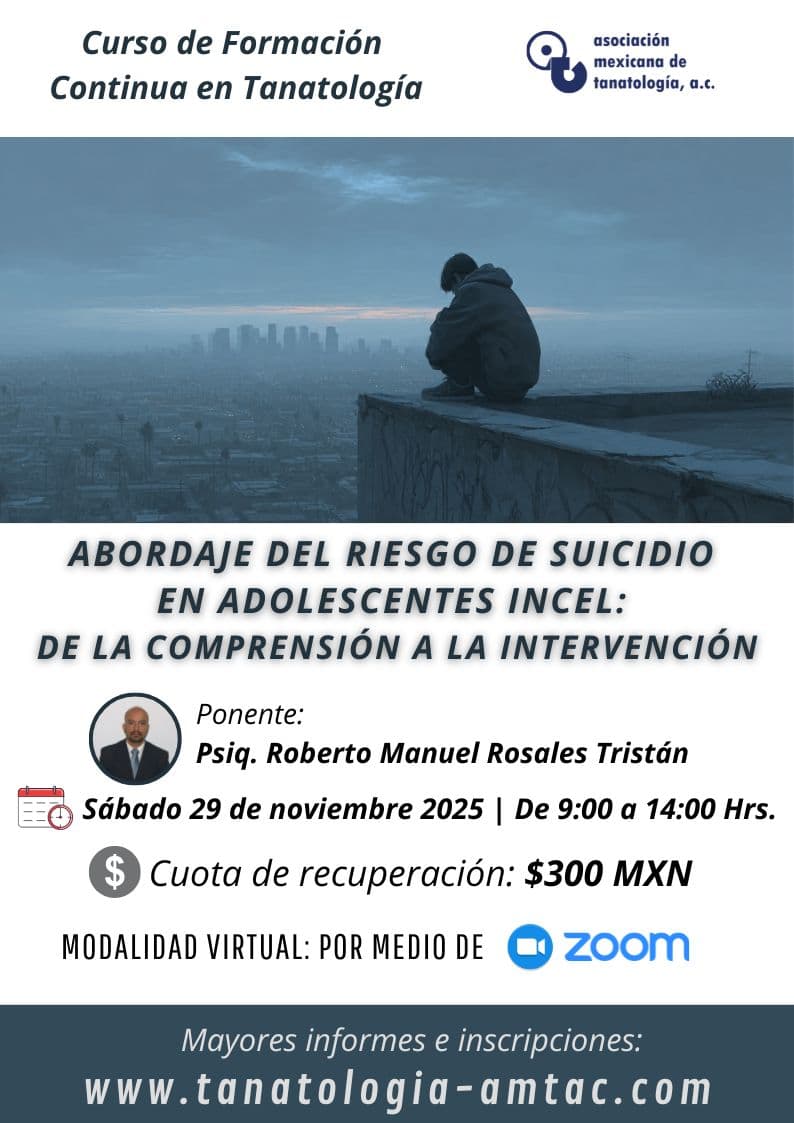 Poster del curso: Abordaje del riesgo de suicidio en adolescentes Incel: de la comprensión a la intervención