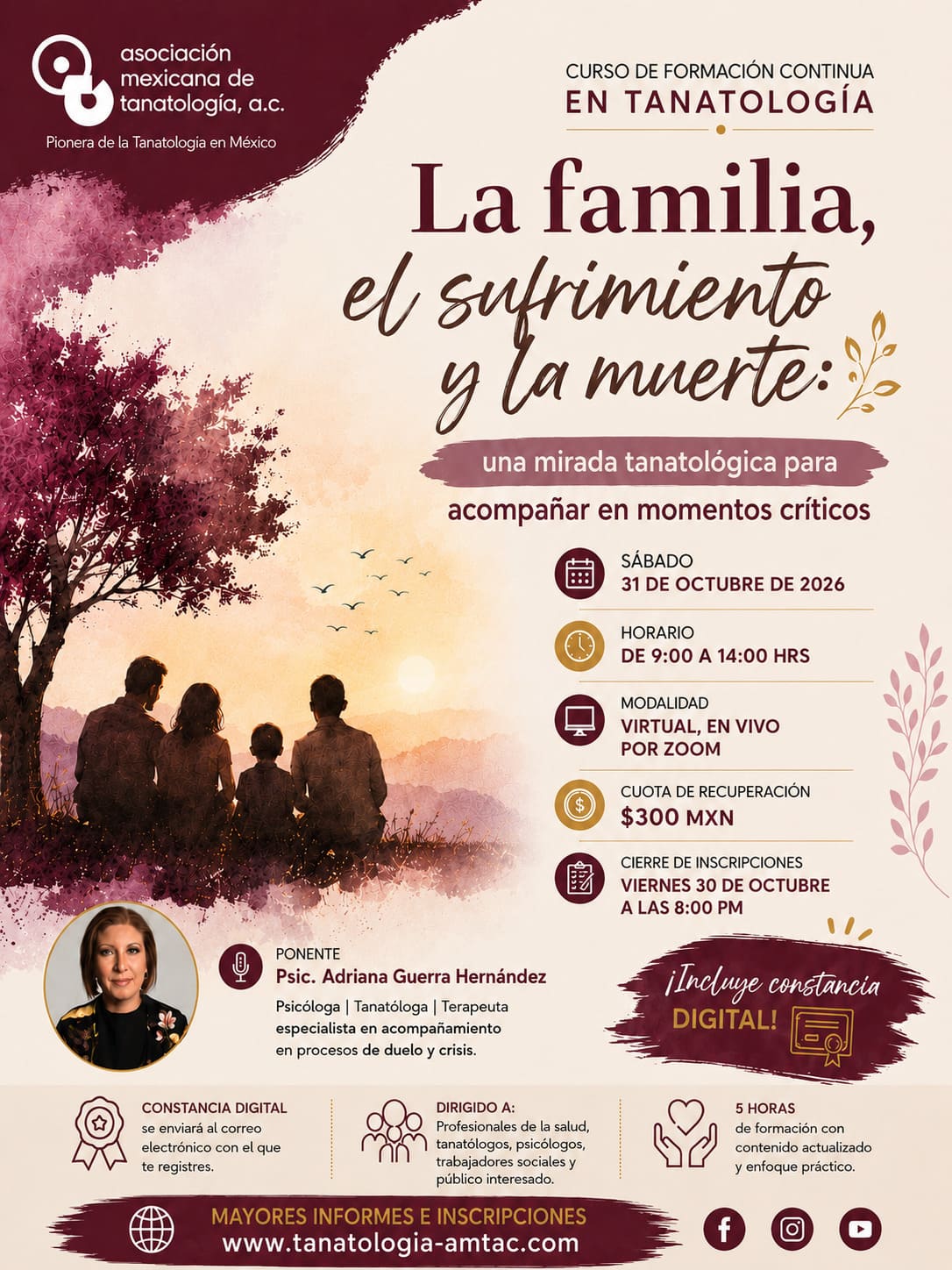 Poster del curso: Muerte y sentido: una lectura clínico-cultural de la Santa Muerte
