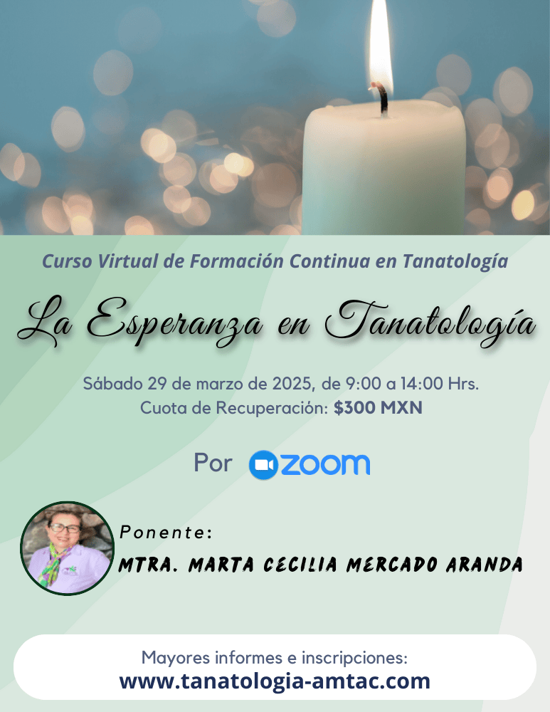 Poster del curso: La Esperanza en Tanatología